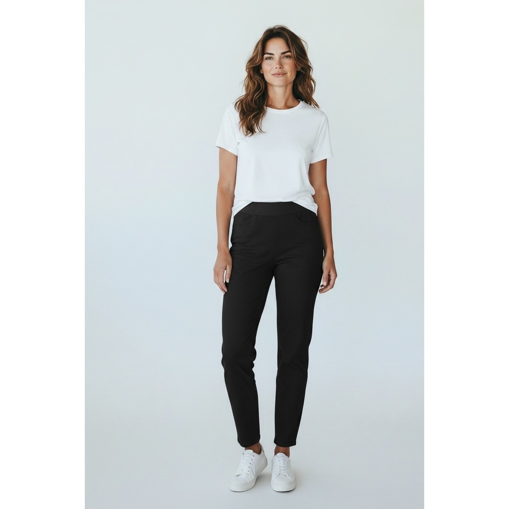 Lafayette 148 New York Pants M Medium Mercer Acclaimed Stretch Slim Leg Black